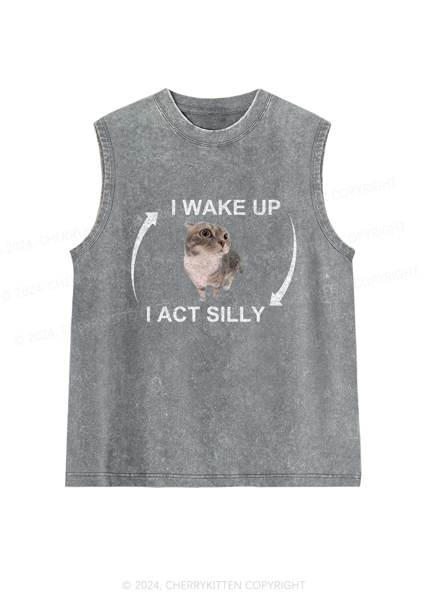 Wake Up Act Silly Y2K Washed Tank Cherrykitten