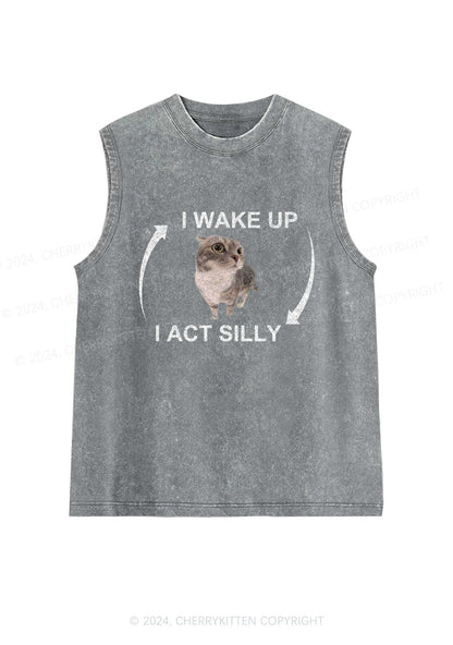 Wake Up Act Silly Y2K Washed Tank Cherrykitten