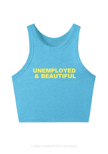 Unemployed And Beautiful Y2K Crop Tank Top Cherrykitten