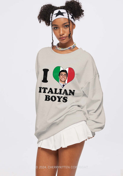 I Love Italian Luigi Y2K Washed Sweatshirts Cherrykitten