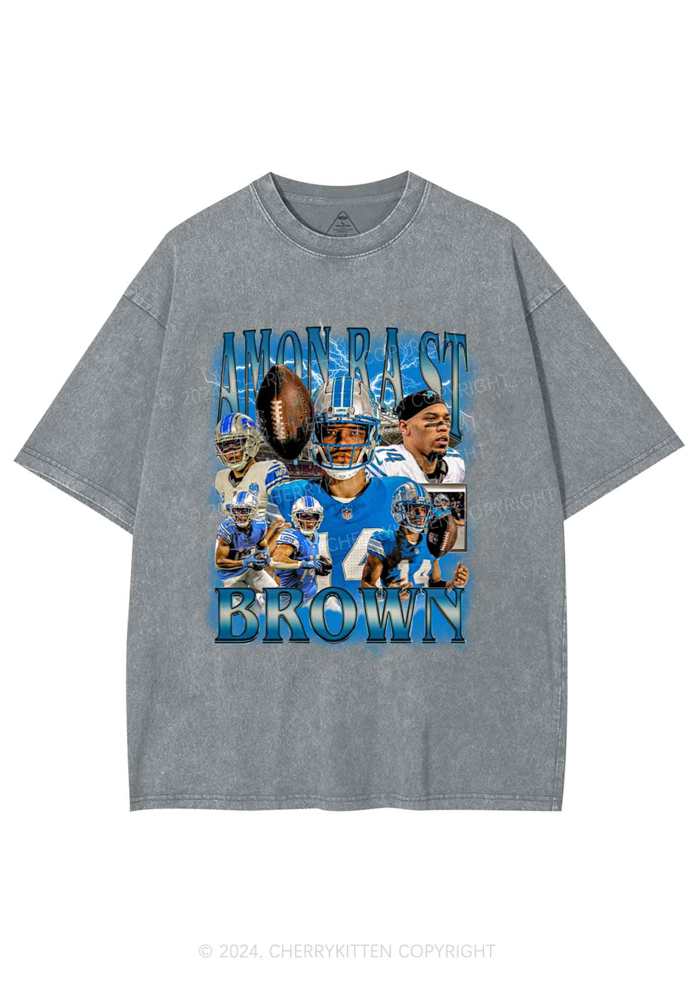 Brown Football Y2K Super Bowl Washed Tee Cherrykitten