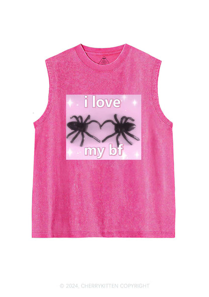 Love My Spider BF Y2K Valentine's Day Washed Tank Cherrykitten