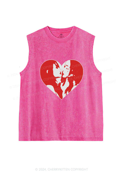 Kiss Girl Y2K Valentine's Day Washed Tank Cherrykitten