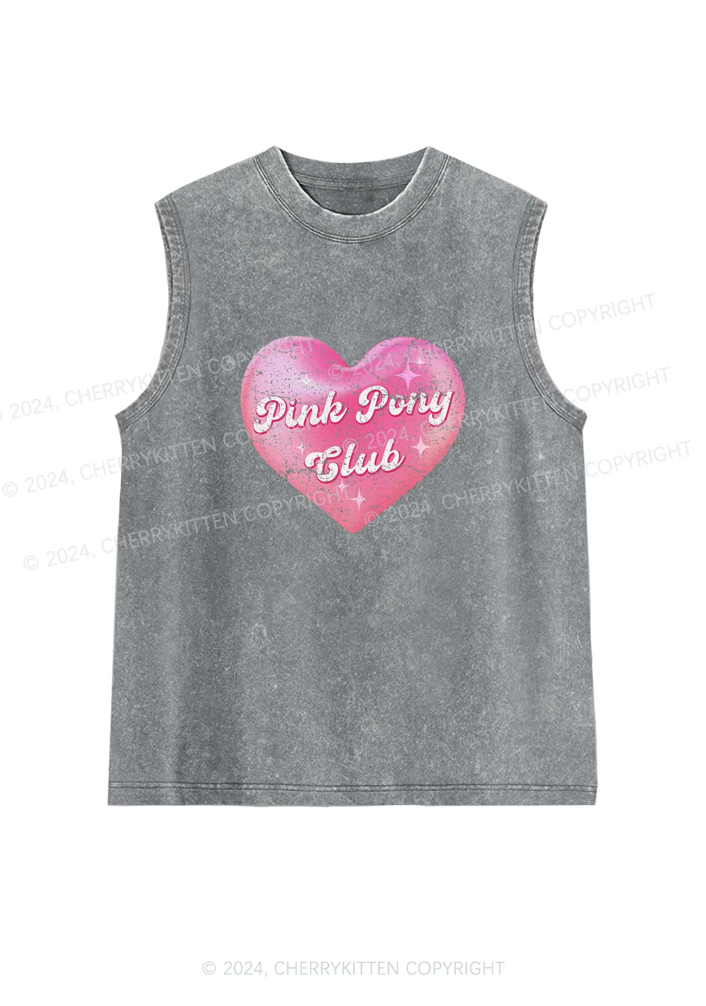 Pink Heart Pony Club Y2K Washed Tank Cherrykitten