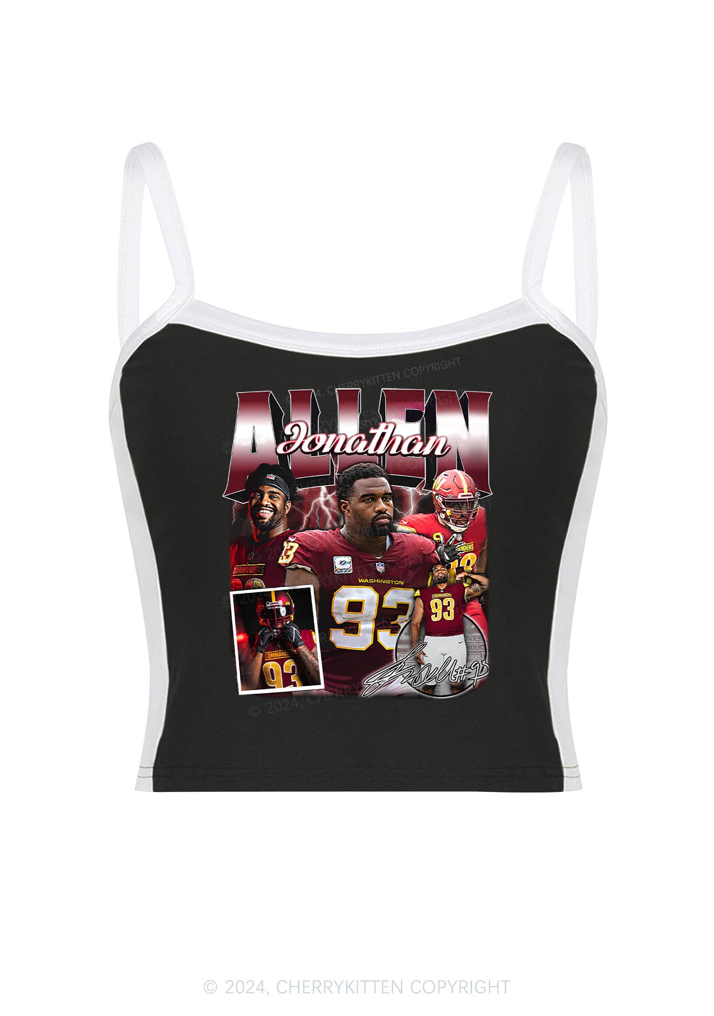 Red Allen Y2K Super Bowl Color Block Crop Cami Top Cherrykitten