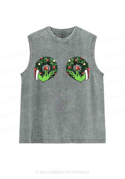 Christmas Wreath Y2K Washed Tank Cherrykitten