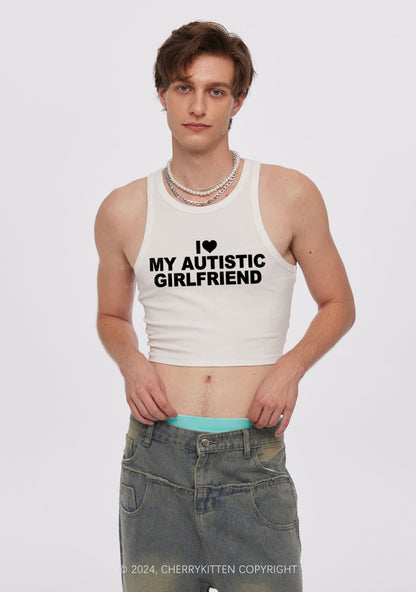 I Love My Autistic GF Y2K Valentine's Day Crop Tank Top Cherrykitten