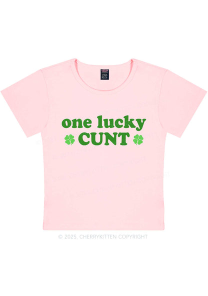 One Lucky Cxxt St Patricks Y2K Baby Tee Cherrykitten