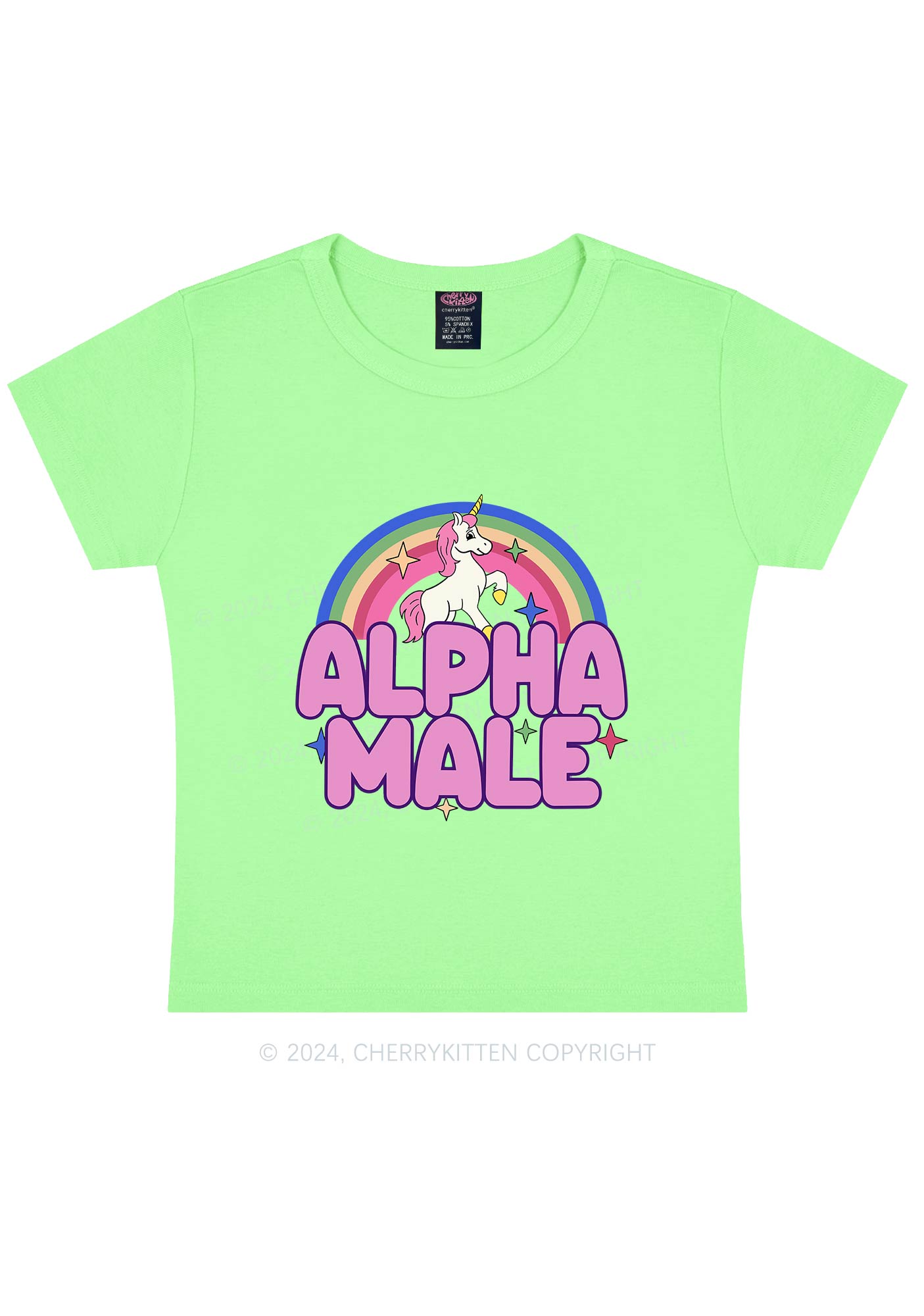 Rainbow Unicorn Alpha Male Y2K Baby Tee Cherrykitten