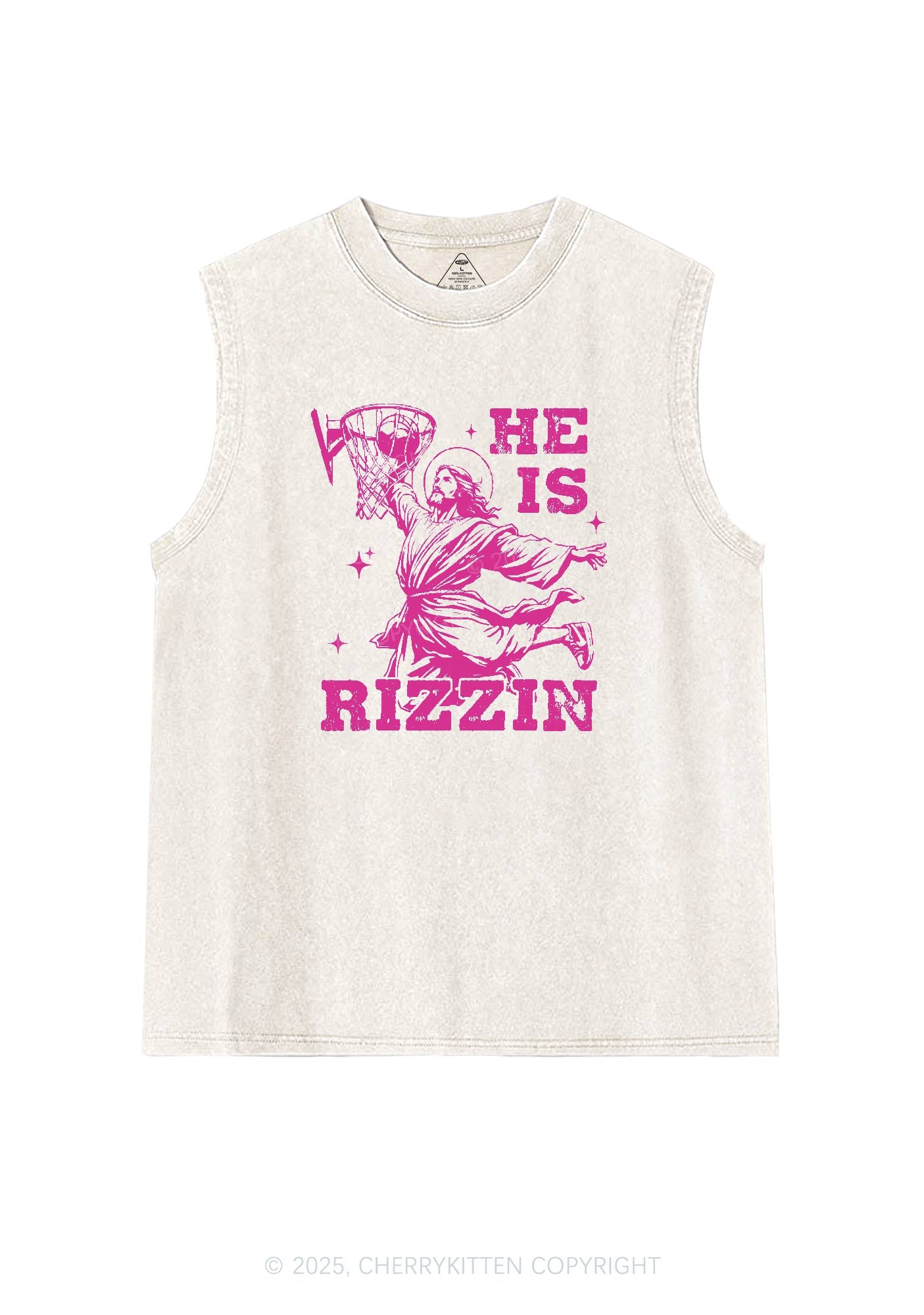 He Is Rizzin Y2K Washed Tank Cherrykitten