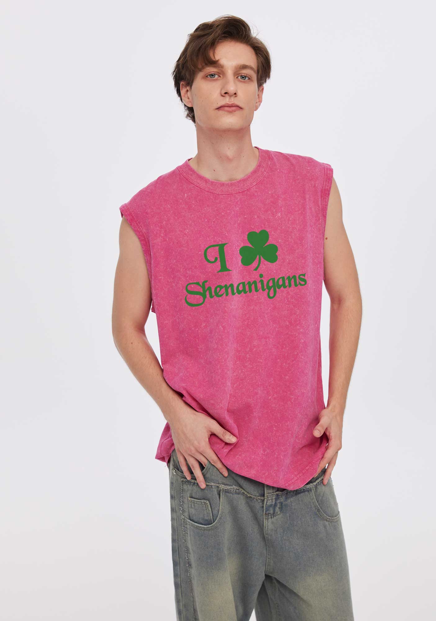 I Love Shenanigans St Patricks Y2K Washed Tank Cherrykitten