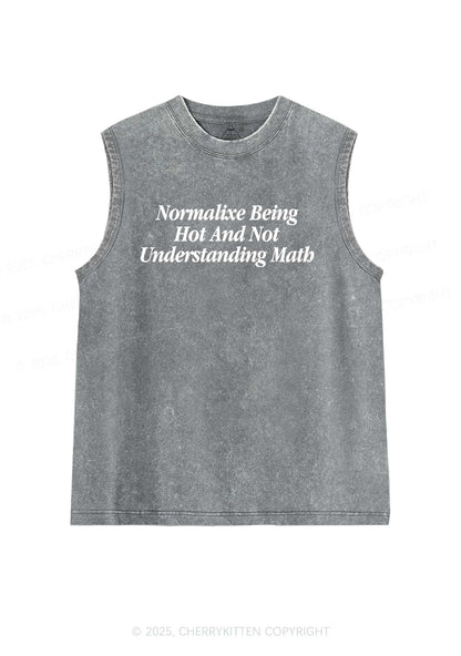 Hot And Not Understanding Math Y2K Washed Tank Cherrykitten