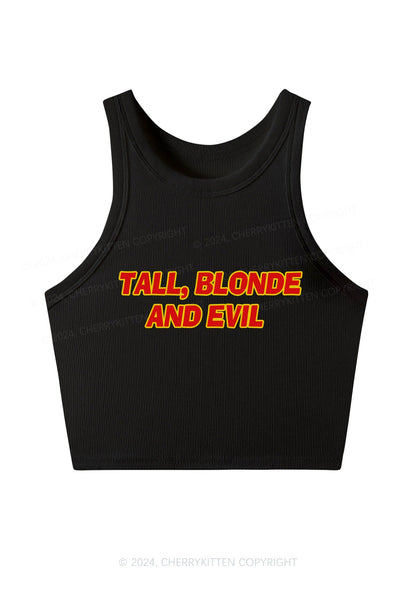 Tall Blonde And Evil Y2K Crop Tank Top Cherrykitten