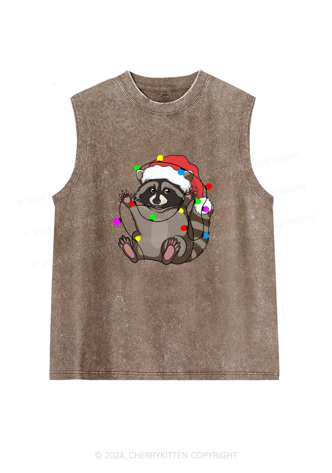 Christmas Raccoon Y2K Washed Tank Cherrykitten