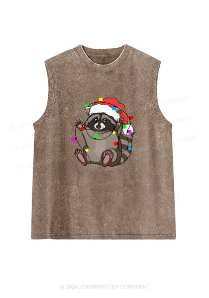 Christmas Raccoon Y2K Washed Tank Cherrykitten