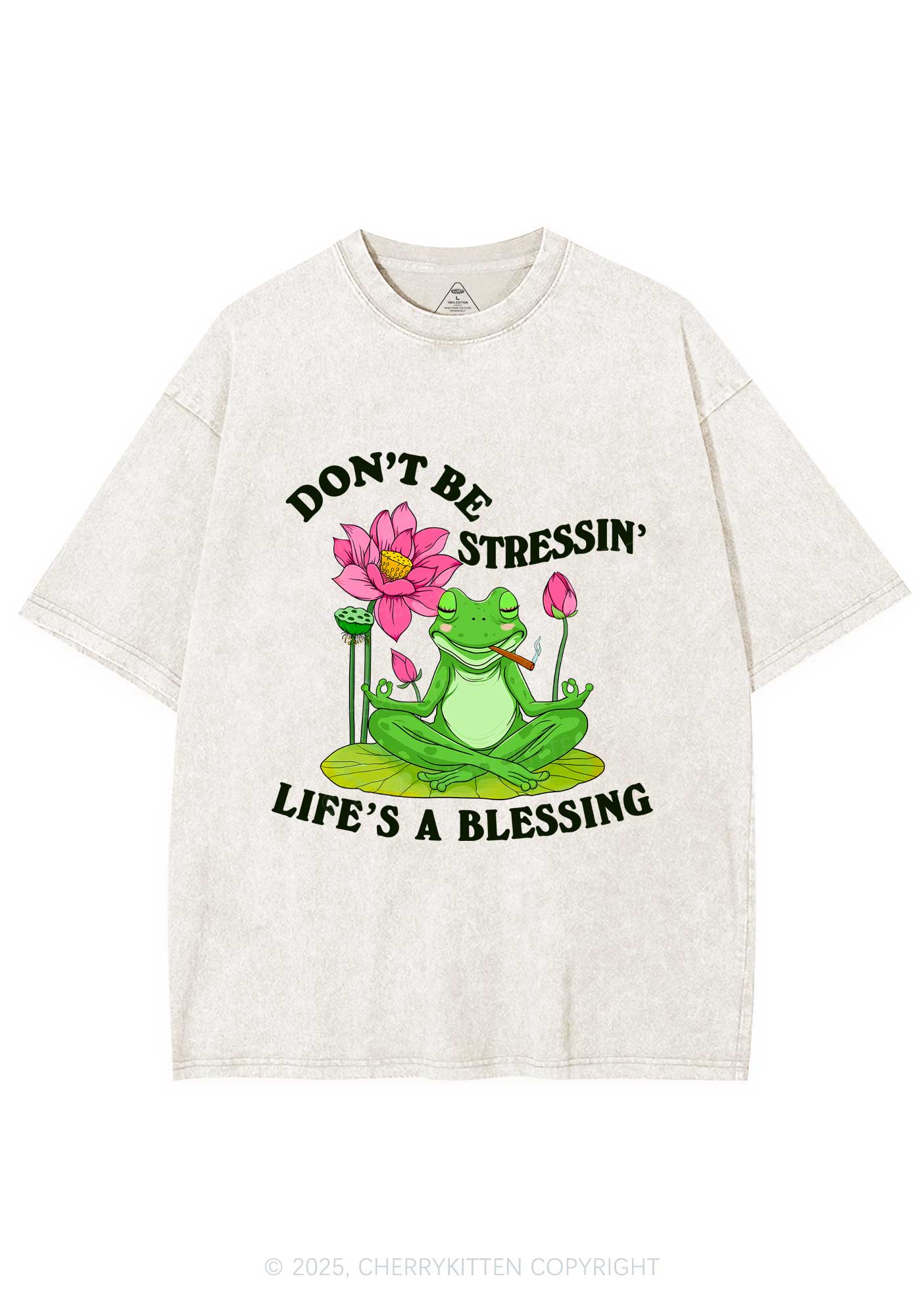 Dont Be Stressin Frog Y2K Washed Tee Cherrykitten