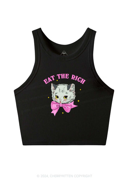 Eat Rich Cat Y2K Crop Tank Top Cherrykitten