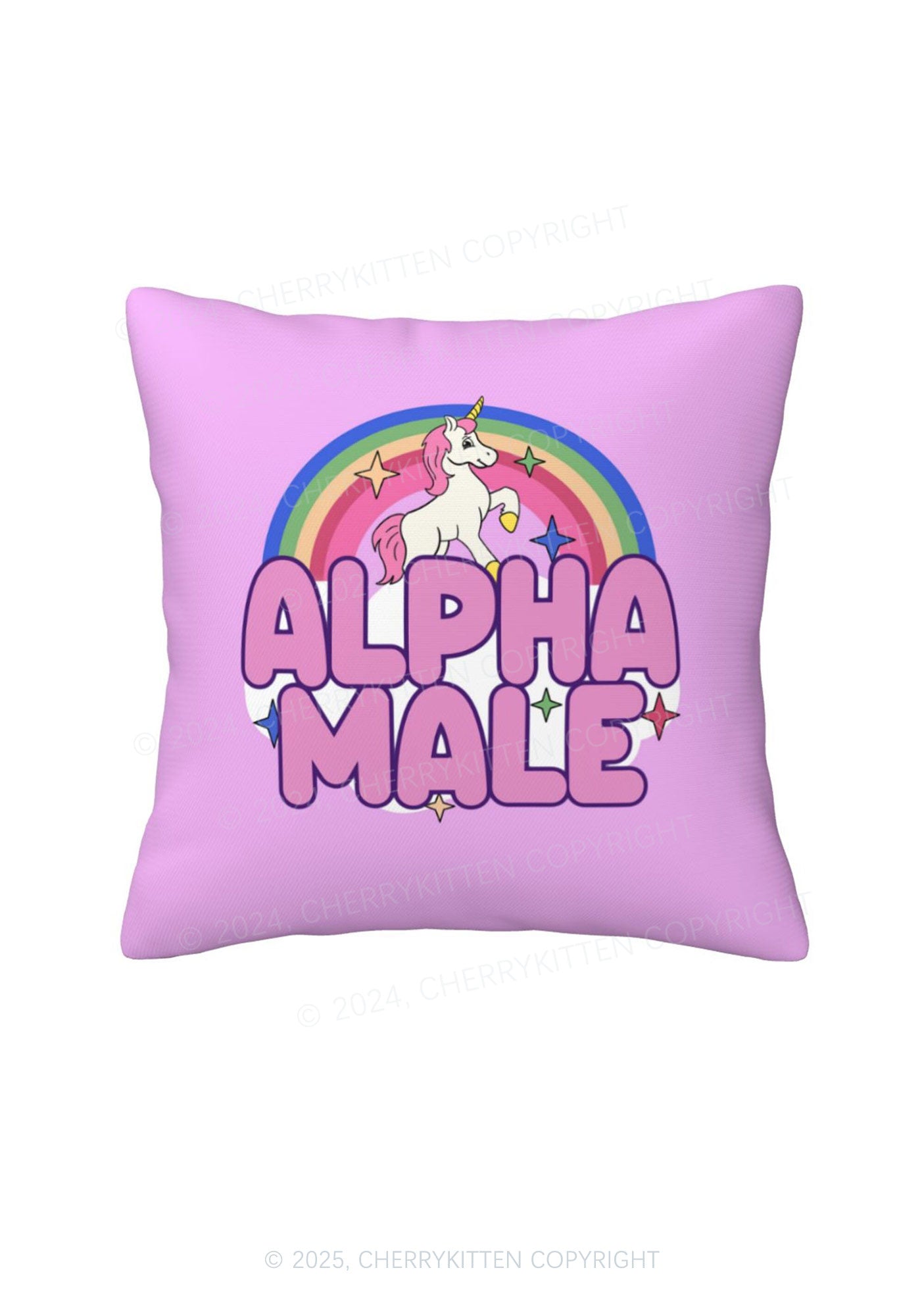 Rainbow Unicorn Alpha Male Y2K Throw Pillow Cover Cherrykitten