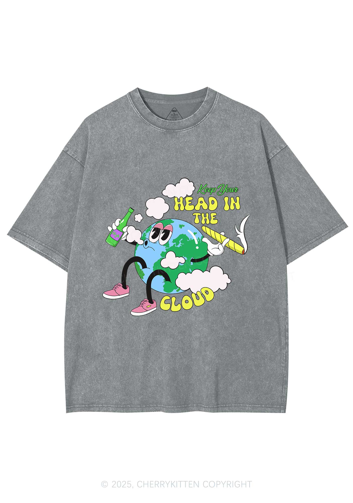 Keep Your Head In Cloud Y2K Washed Tee Cherrykitten