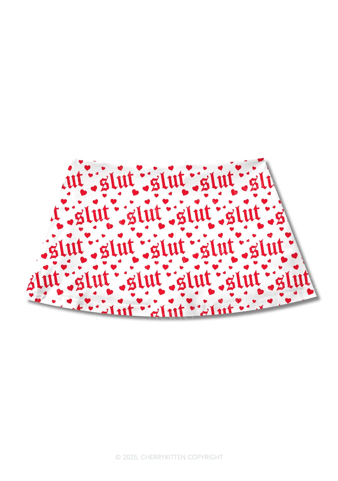 Slxt Red Heart Y2K Print Mini Skirt Cherrykitten