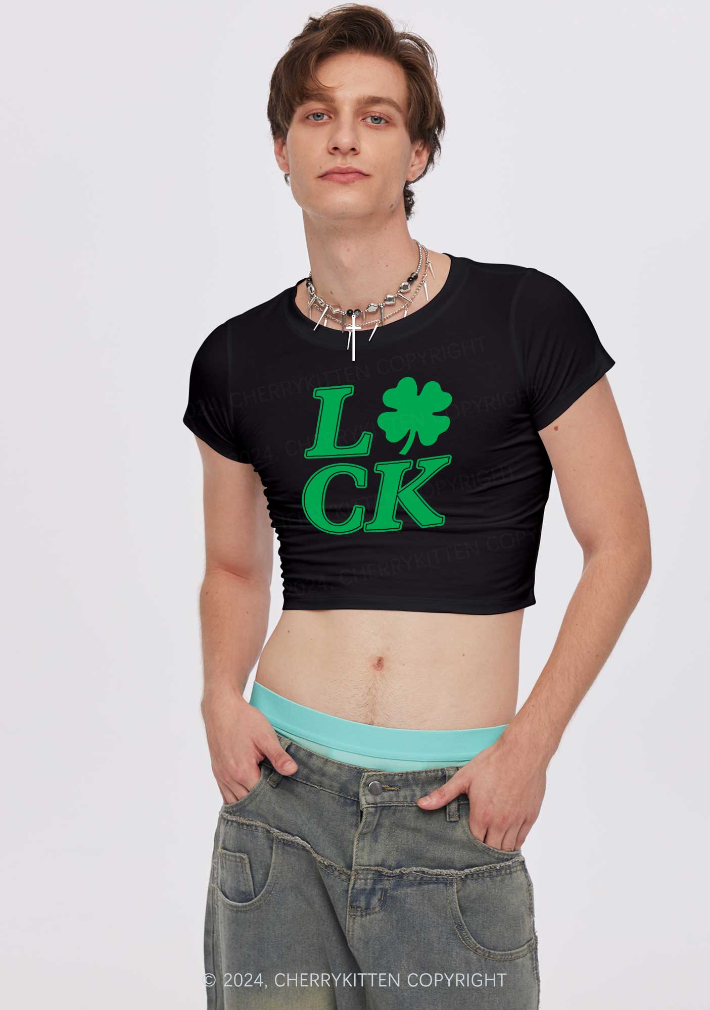 I Love CK St Patricks Y2K Baby Tee Cherrykitten