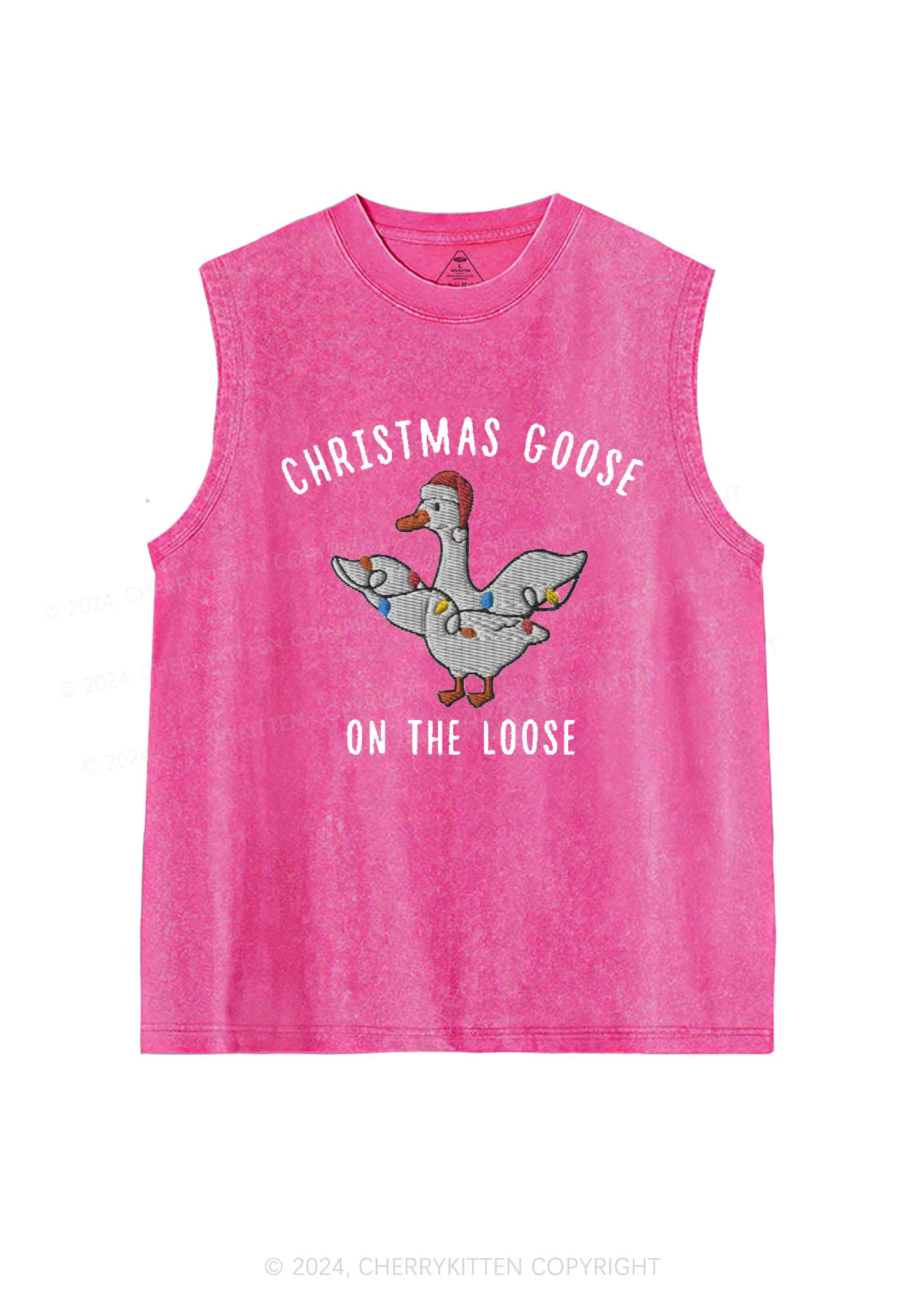 Christmas Goose On The Loose Y2K Washed Tank Cherrykitten