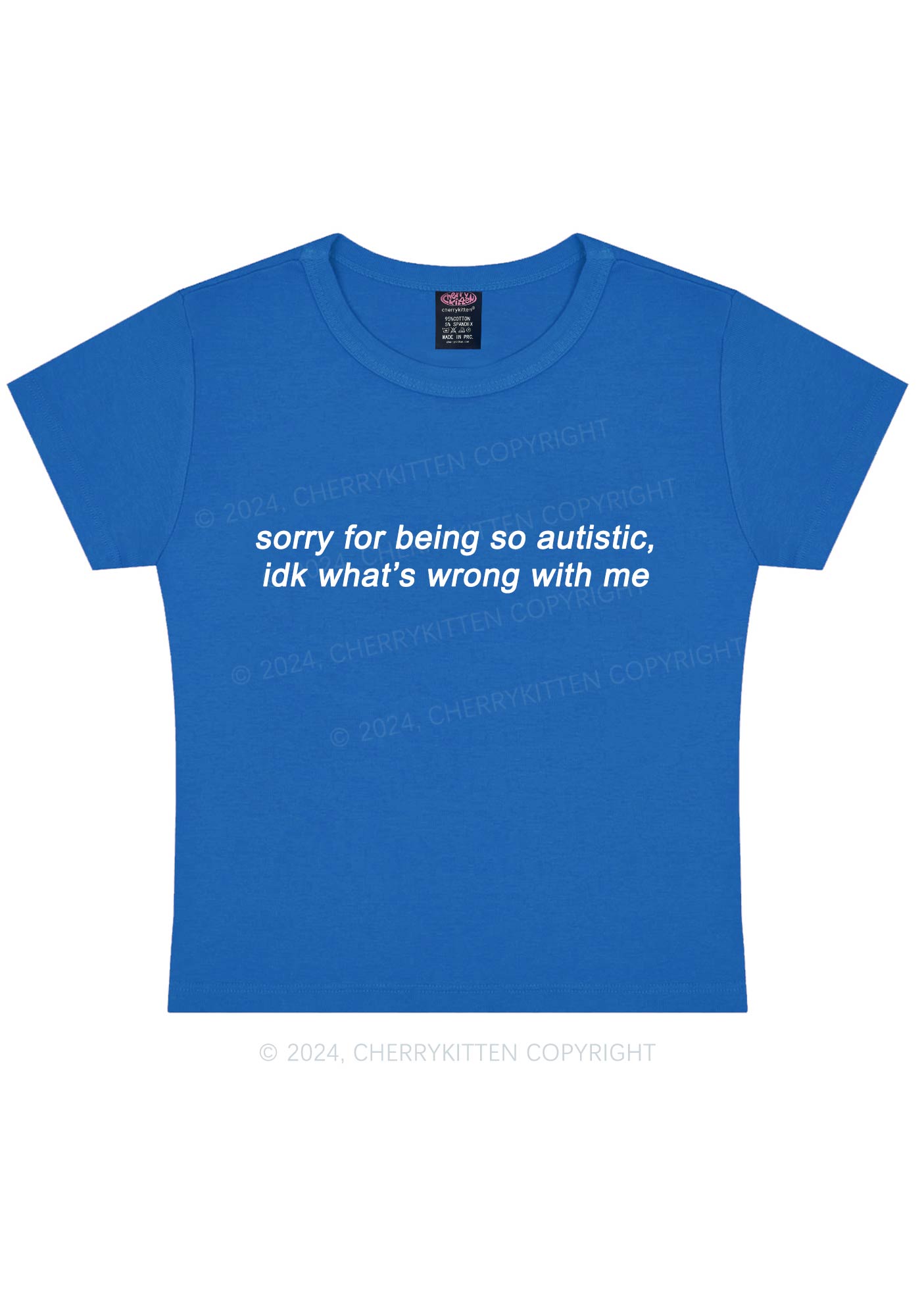 Sorry For Being Autistic Y2K Baby Tee Cherrykitten