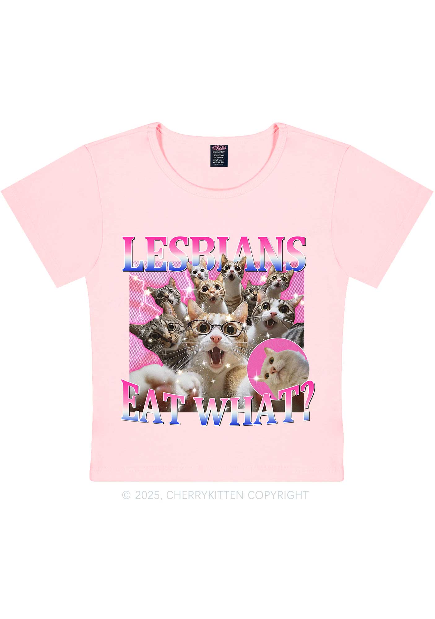 Lesbians Eat What Cat Y2K Baby Tee Cherrykitten