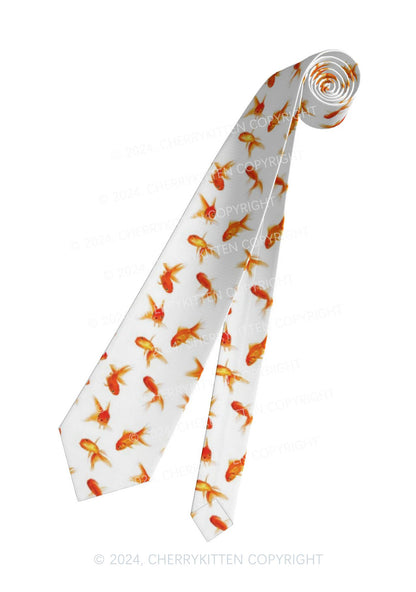 White Goldfish Y2K Necktie Cherrykitten