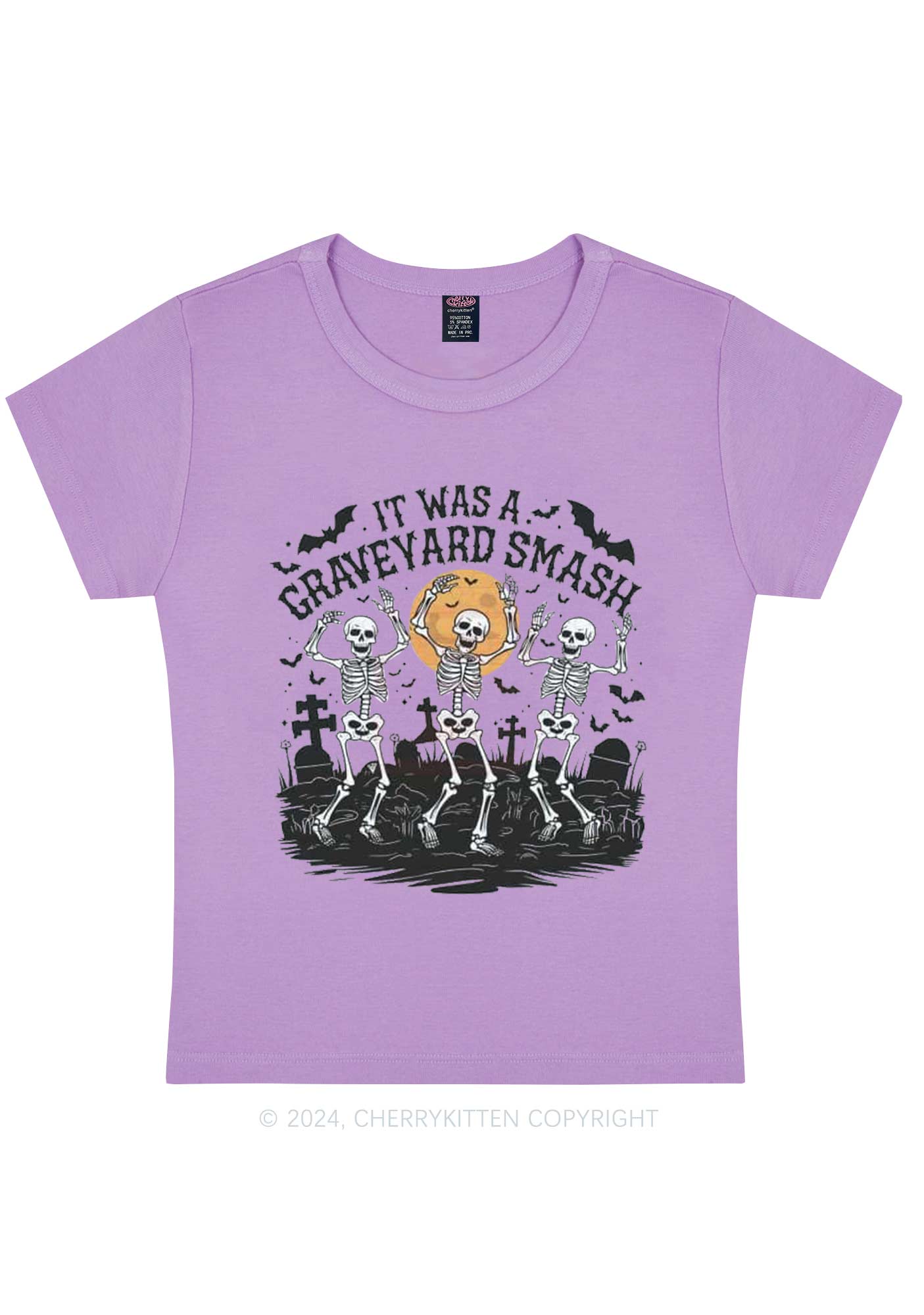 Halloween Graveyard Smash Y2K Baby Tee Cherrykitten