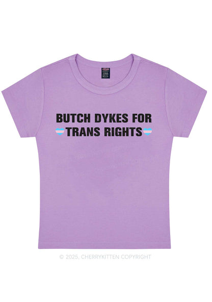 Butch Dykes For Trans Rights Y2K Baby Tee Cherrykitten