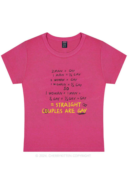 Curvy Straight Couples Are Gay Y2K Baby Tee Cherrykitten