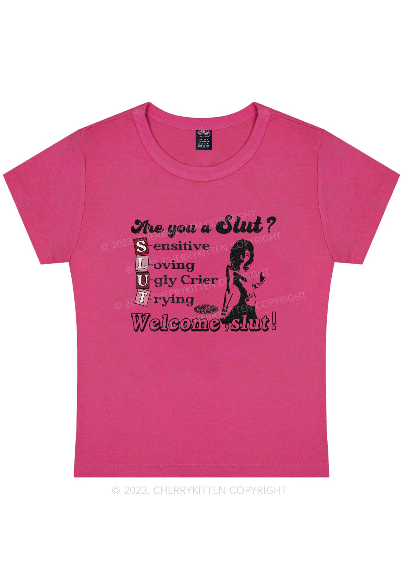 Curvy Welcome Slxt Y2K Baby Tee Cherrykitten