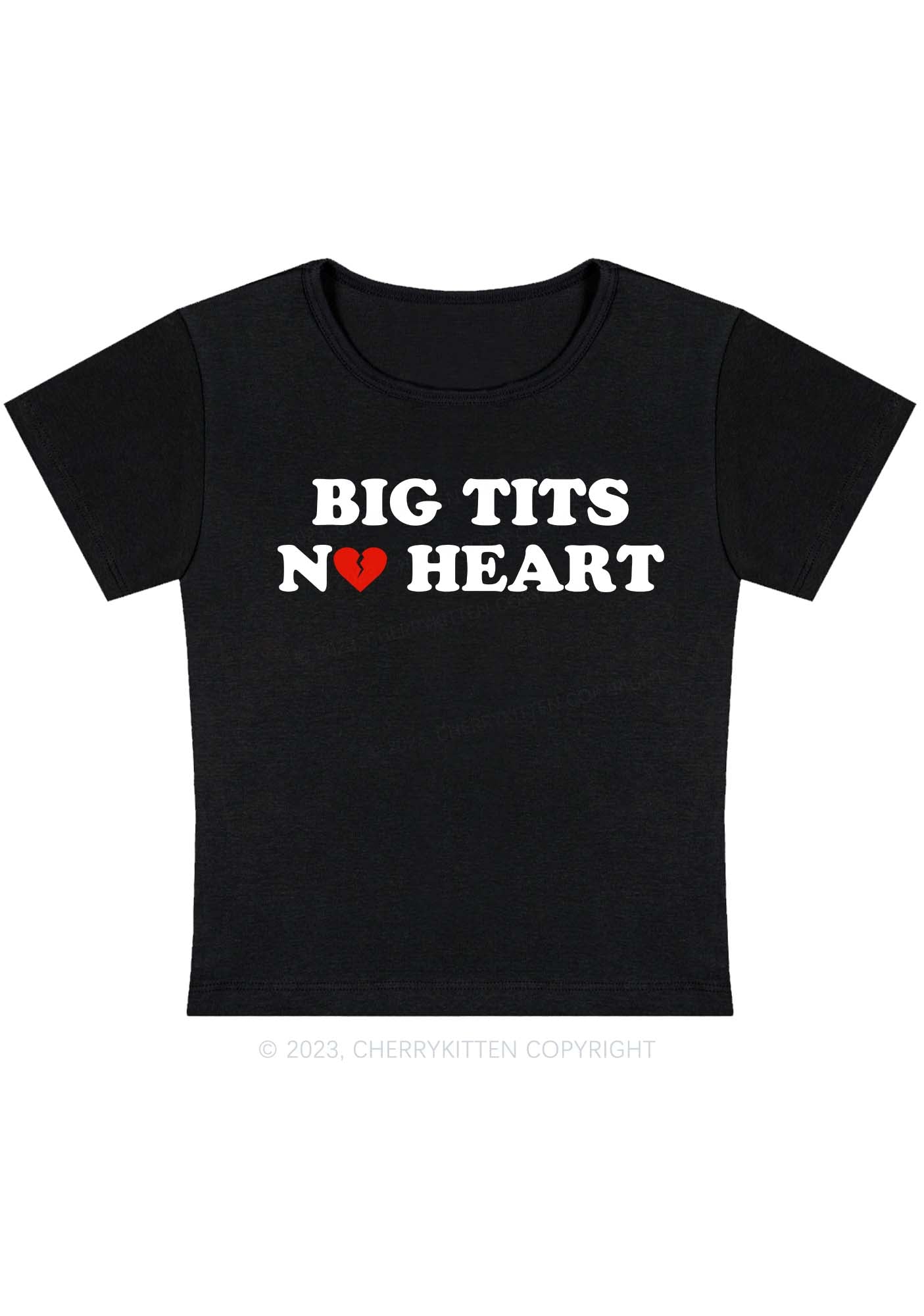 Curvy Big Txts No Heart Y2K Baby Tee Cherrykitten