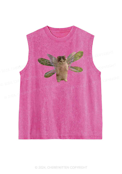 Fairycat Wings Y2K Washed Tank Cherrykitten