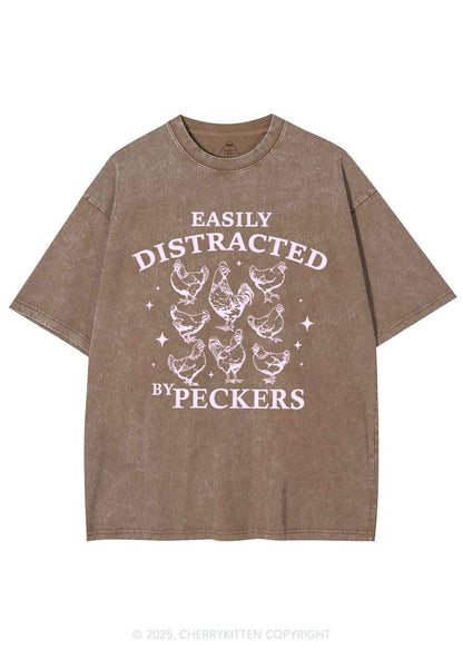 Easily Distracted By Peckers Y2K Washed Tee Cherrykitten