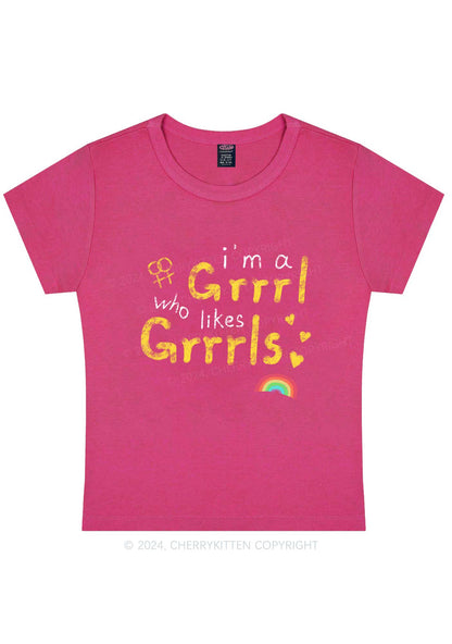 Grrrl Likes Grrrls Y2K Baby Tee Cherrykitten