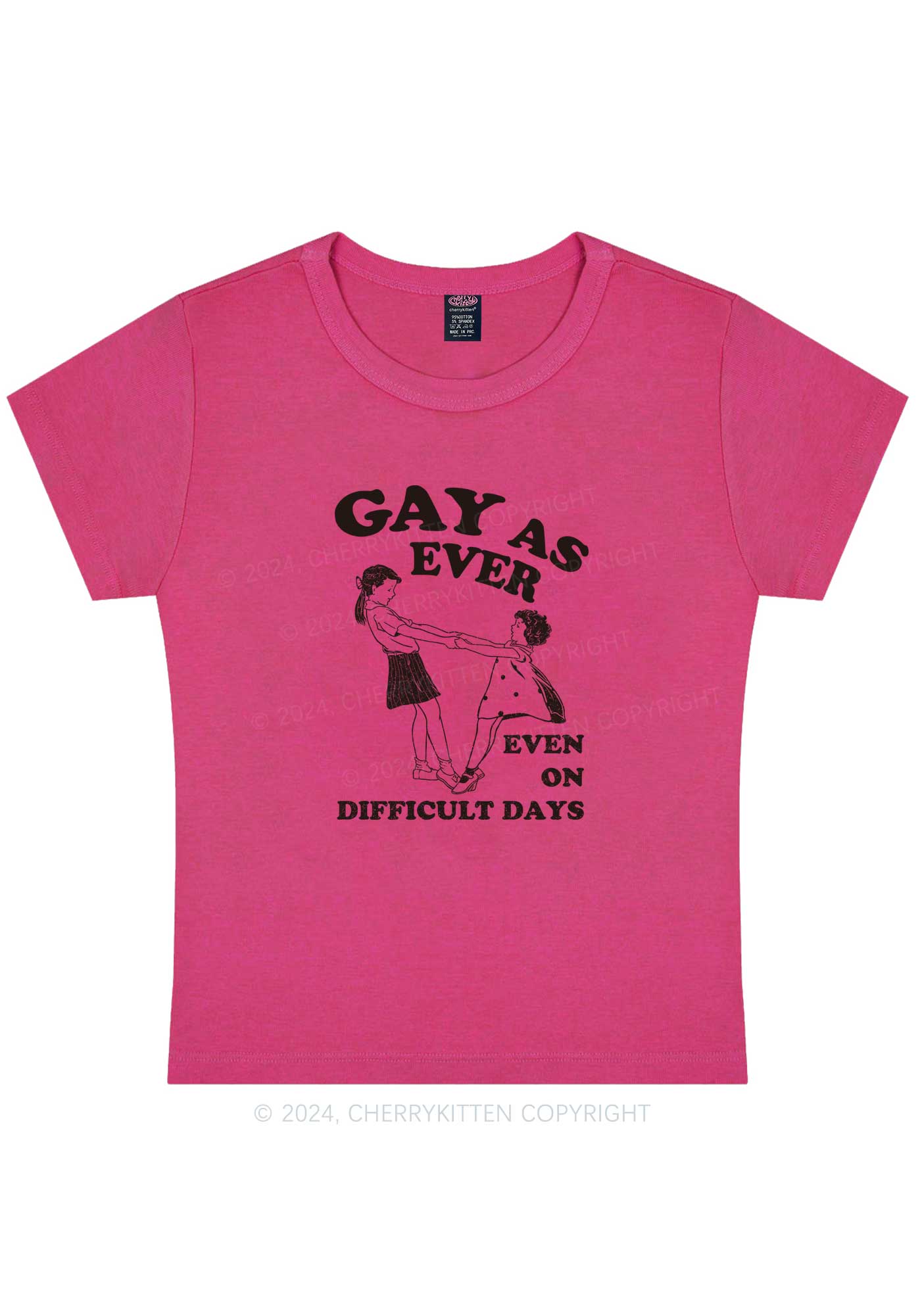 Curvy Gay As Ever Y2K Baby Tee Cherrykitten