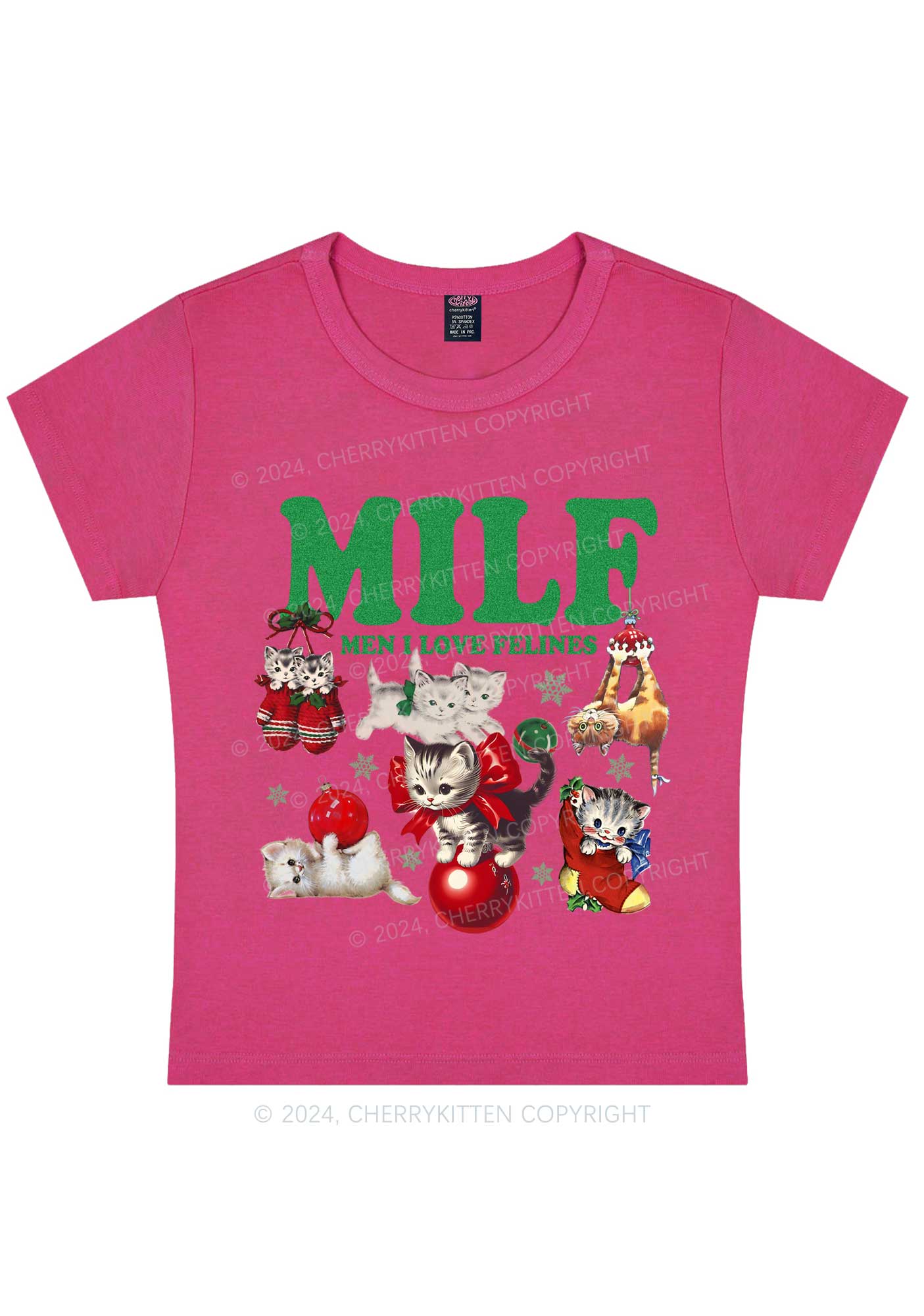 Christmas Cat Mxxf Y2K Baby Tee Cherrykitten