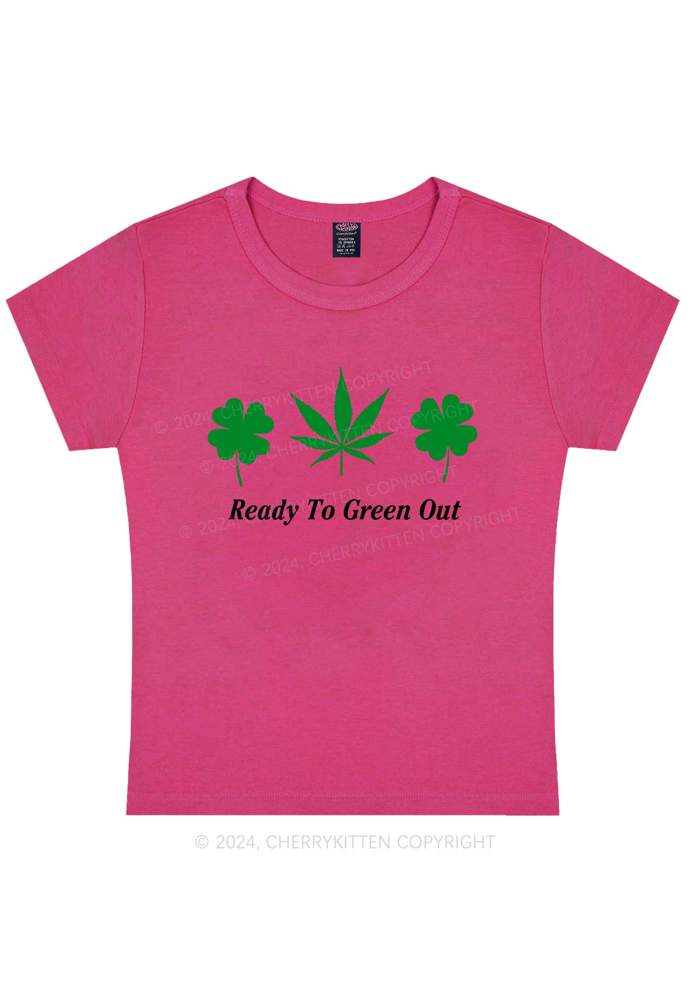 Ready To Green Out St Patricks Y2K Baby Tee Cherrykitten