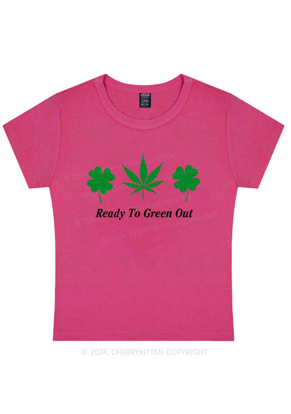 Ready To Green Out St Patricks Y2K Baby Tee Cherrykitten