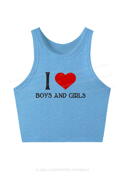 I Love Boys and Girls Y2K Crop Tank Top Cherrykitten