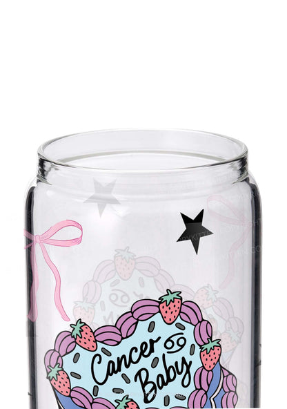 Cancer Baby Y2K Printed Glass Cup Cherrykitten