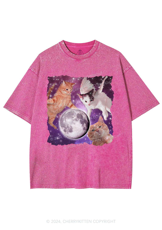 Cats On The Moon Y2K Washed Tee Cherrykitten