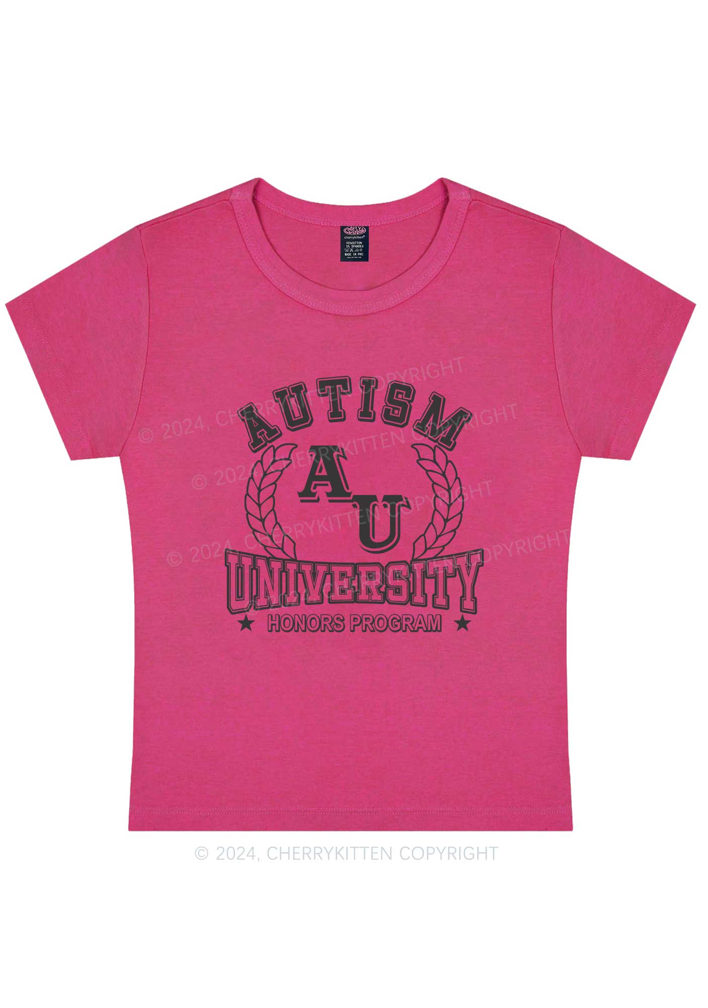 AU University Y2K Baby Tee Cherrykitten