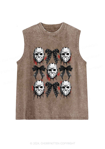 Halloween Mask Bow Y2K Washed Tank Cherrykitten