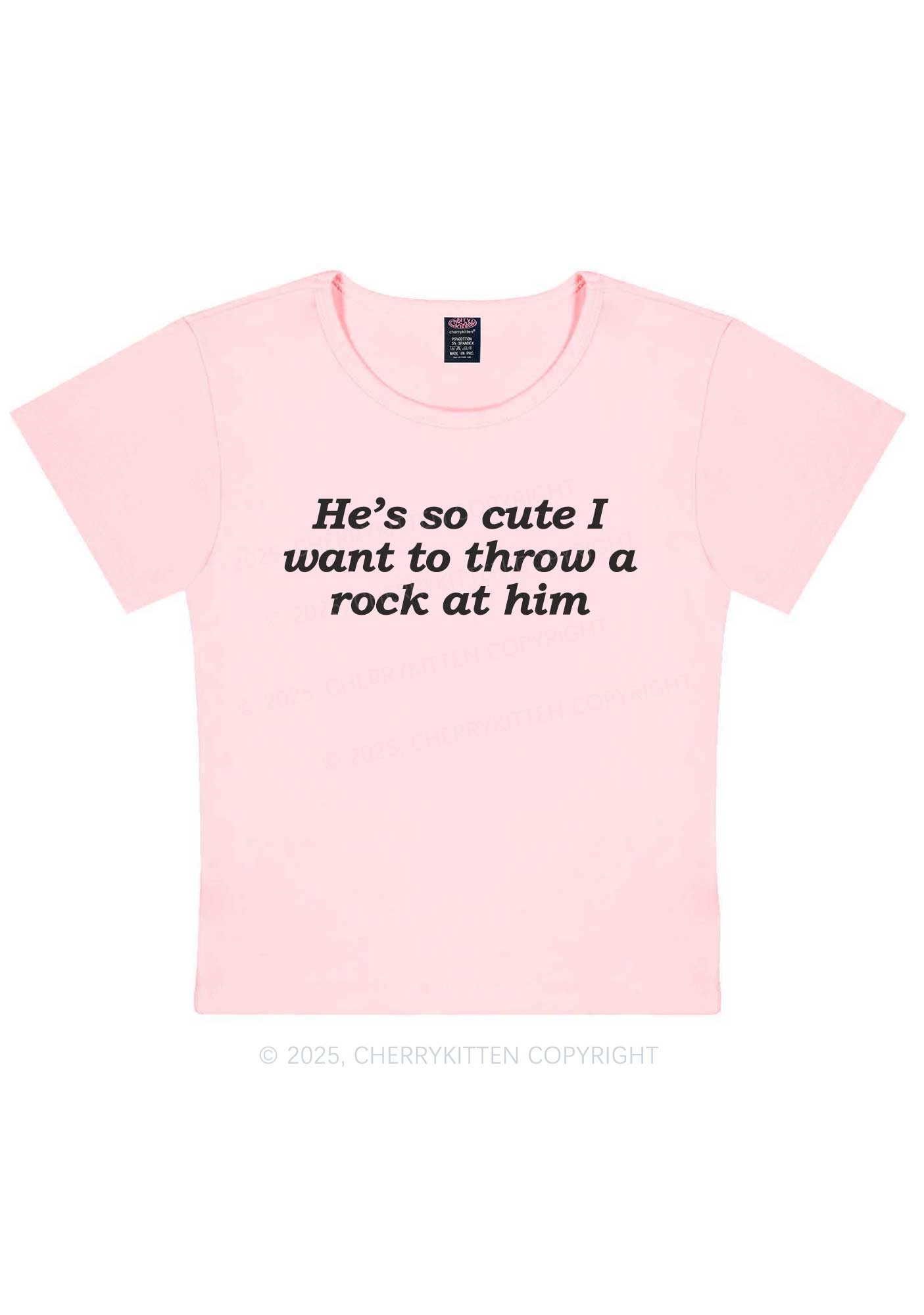 Throw A Rock At Him Y2K Baby Tee Cherrykitten