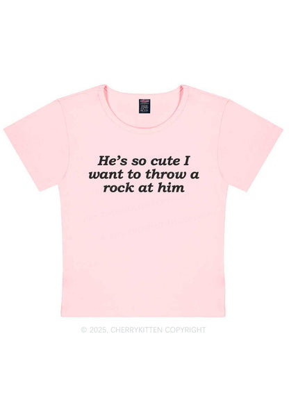 Throw A Rock At Him Y2K Baby Tee Cherrykitten