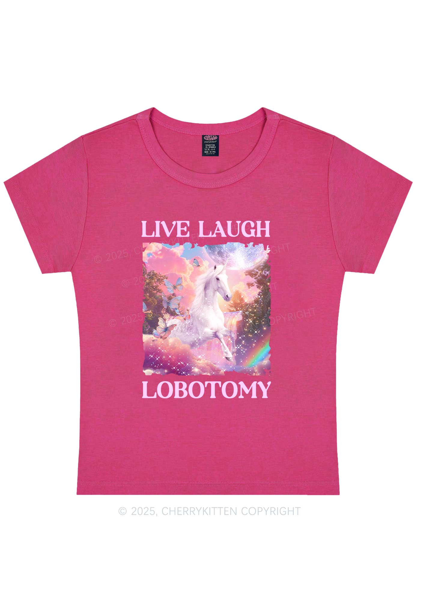 Live Laugh Lobotomy Unicorn Y2K Baby Tee Cherrykitten