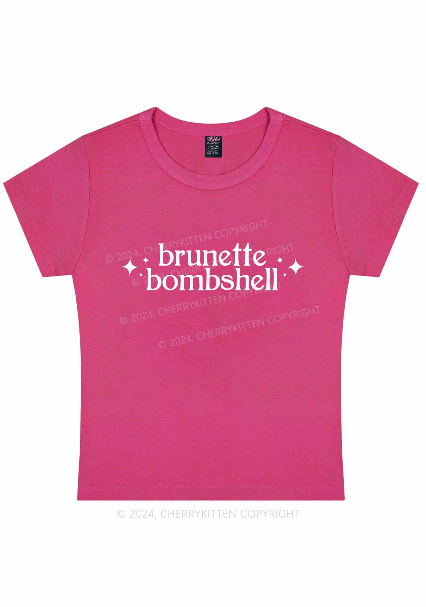 Curvy Brunette Bombshell Y2K Baby Tee Cherrykitten